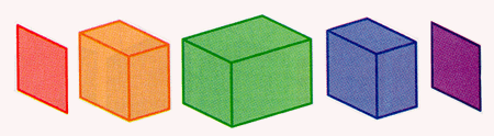 Slices of the hypercube starting with a square.