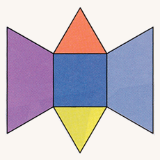 fold-out pattern for one-half of the subdivided tetrahedron