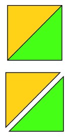 Two congruent right triangles meet along a diagonal of a square.