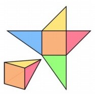 The fold-out pattern for an off-center pyramid.