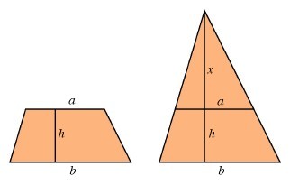 The area of a trapezoid is the difference between the areas of two triangles.
