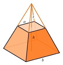 The volume of an incomplete pyramid is the difference between the volumes of two pyramids.