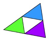 Decomposing a triangle into four congruent triangles.