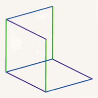 Completing three squares at the vertex of the cube.