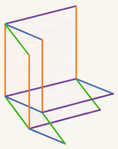 Starting from four edges, six squares are drawn at the vertex of the hypercube.