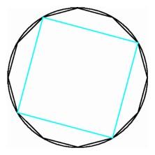 A square inscribed in a dodecagon