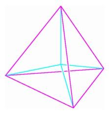 Symmetric projection of a four-simplex into three-space.