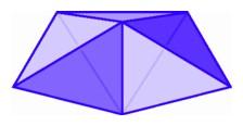 Three tetrahedra around an edge in three-space