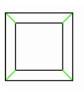 A view of a cube with one vanishing point