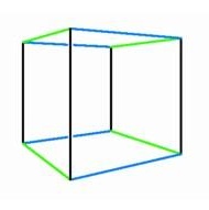 A view of a cube with two vanishing point