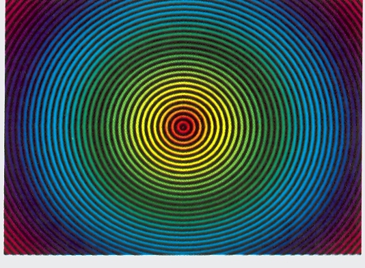 Concentric circles radiate out from a point source.