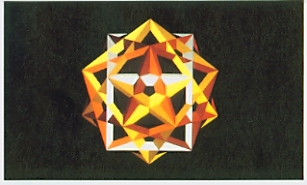 A regular dodecahedron contains five cubes along the diagonals of its faces.