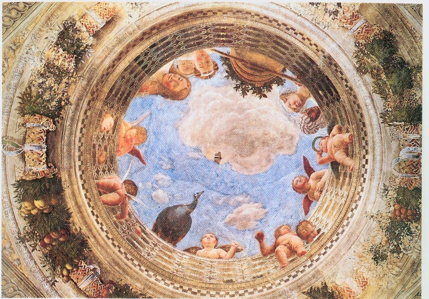 A trompe I'oeil painting of a dome