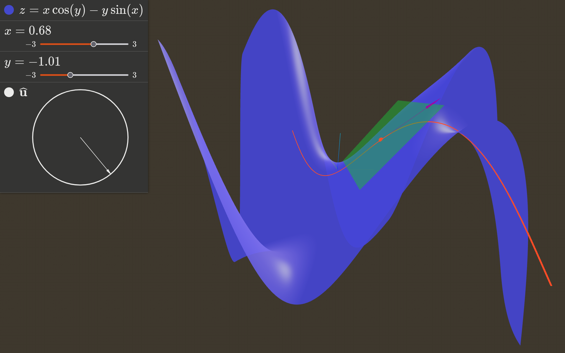 Screenshot from video, showing 3d graph of surface